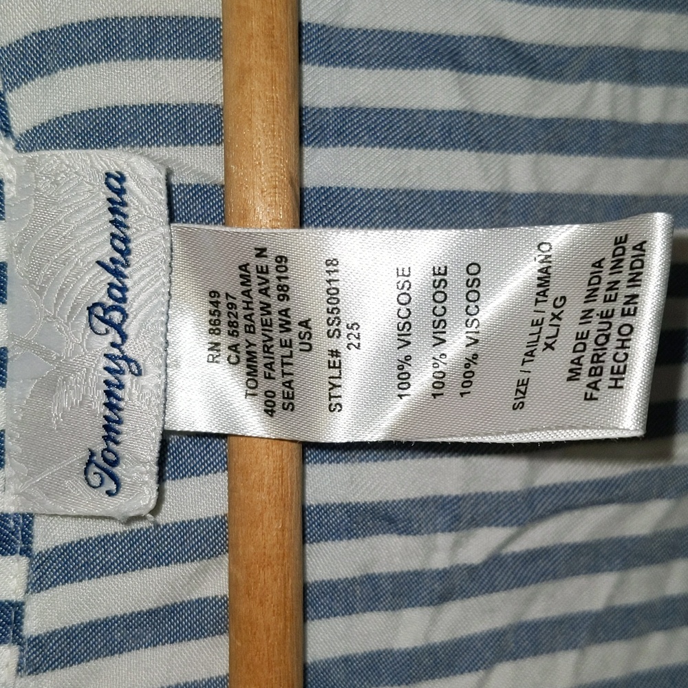 Tommy Bahama Women's Size XL Chambray Nautical Striped Boyfriend Cover Up Shirt - Picture 4 of 10